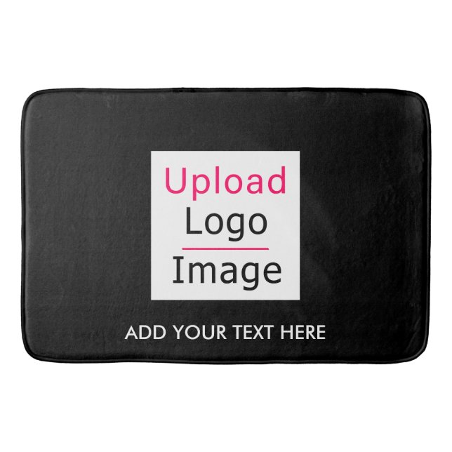 Add Your Logo and Custom Text Modern Business Chic Bath Mat (Front)