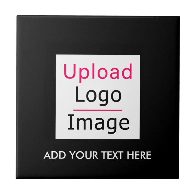 Add Your Logo and Custom Text Modern Business Chic Tile (Front)