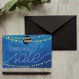   Add Your Logo And QR Code Elegant Christmas Sale Foil Holiday Postcard