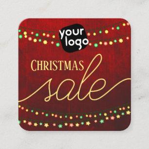 Add Your Logo And QR Code Elegant Christmas Sale Square Business Card
