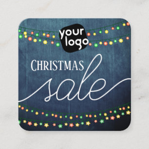   Add Your Logo And QR Code Elegant Christmas Sale Square Business Card