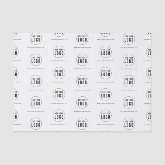 Add Your Logo and Website Black and White Tissue Paper (Front)