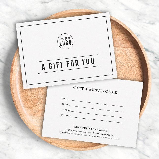 Add Your Logo Black Border Lines Gift Certificate (Creator Uploaded)