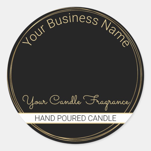 Add Your Logo  Black & Gold Candle Product Label (Front)