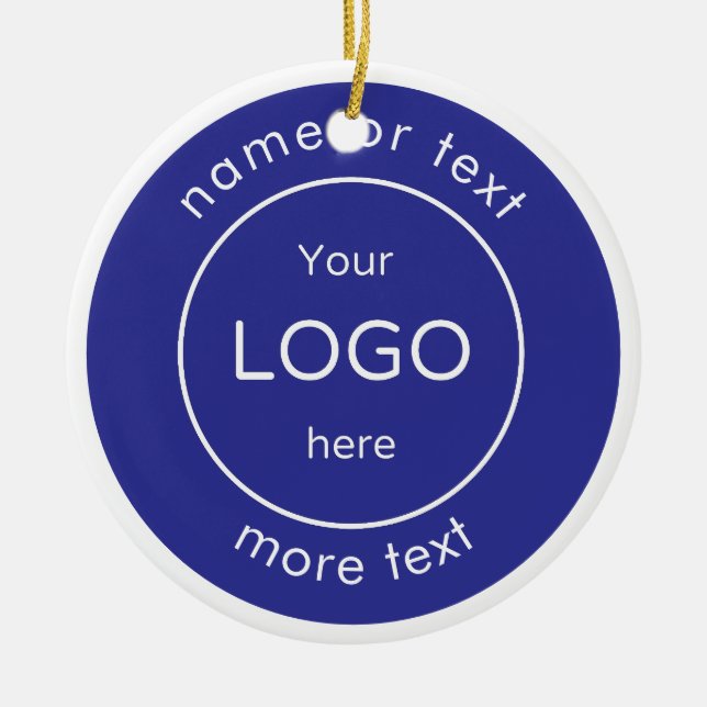 Add your logo blue Business Christmas Ornament (Front)