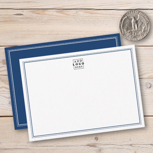 Add Your Logo Blue Double Border Business Card (Creator Uploaded)