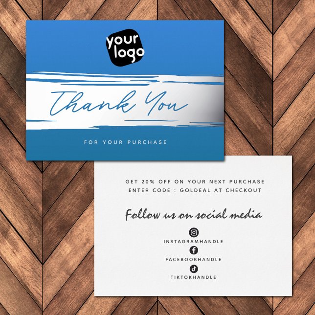  Add Your Logo Blue Silver Thank You Discount Card (Creator Uploaded)