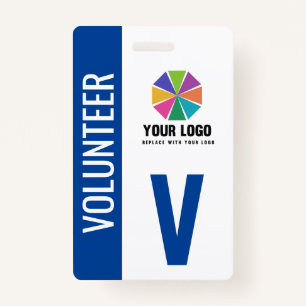Add Your Logo Blue Volunteer Badge ID Badge