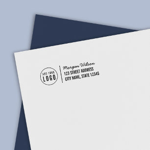 Add Your Logo Bold Separator Script Name Address Self-inking Stamp