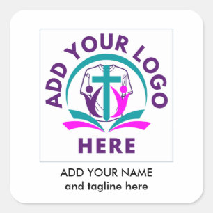 ADD YOUR LOGO Business Church Merchandise Square Sticker