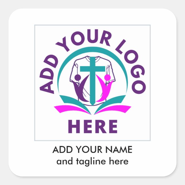 ADD YOUR LOGO Business Church Merchandise Square Sticker (Front)