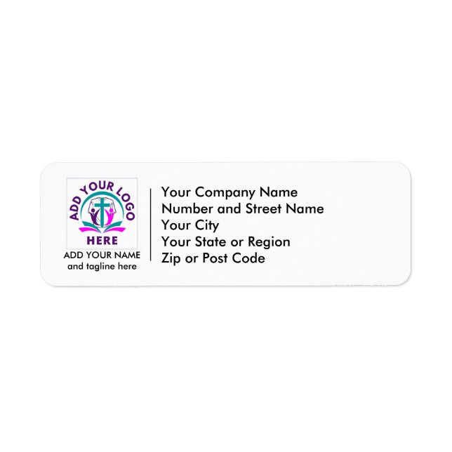 ADD YOUR LOGO Business Church Return Address Label (Front)