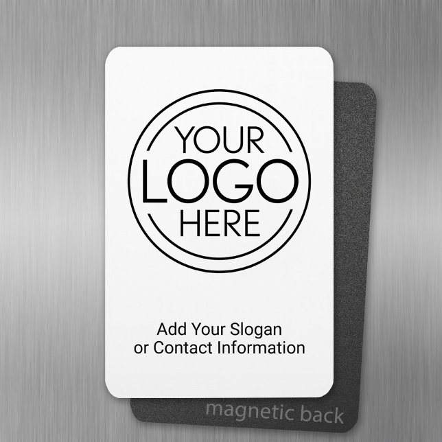 Add Your Logo Business Corporate Modern Minimalist Magnet (Personalized fridge magnet with photos and custom text)