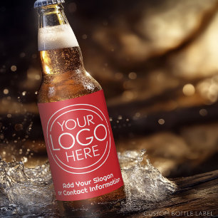 Add Your Logo Business Corporate Modern Red Beer Bottle Label