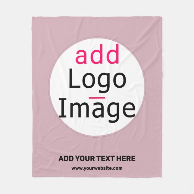 Add Your Logo Business Customisable Dusty Rose Hue Fleece Blanket (Front)