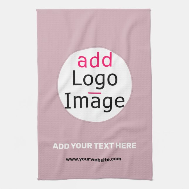 Add Your Logo Business Customisable Dusty Rose Hue Tea Towel (Vertical)