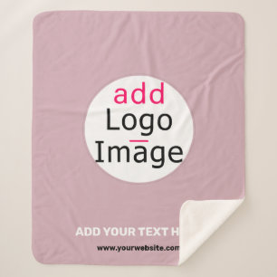 Add Your Logo Business Customizable Dusty Rose Hue Sherpa Blanket