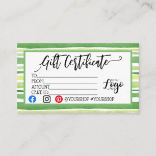 ADD YOUR LOGO Business gift certificate marketing