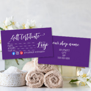 ADD YOUR LOGO Business gift certificate marketing