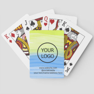 add your logo business name text watercolor addres playing cards