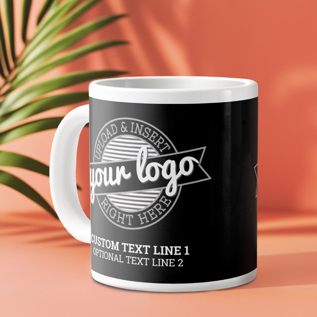Add Your Logo Business Professional Modern Minimal Large Coffee Mug (Custom Logo Mug)