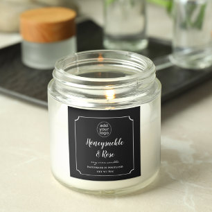 Add Your Logo Candle Black & White Label Square