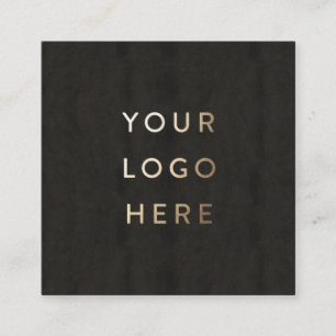 Add Your Logo Chalkboard Black Simple Modern Square Business Card