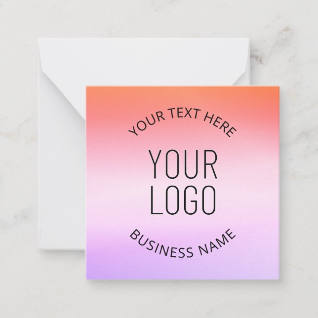 Add Your Logo | Colourful Sunset Gradient Colours  Card (Front)