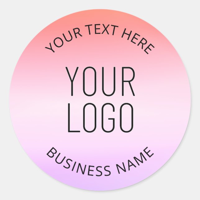 Add Your Logo | Colourful Sunset Gradient Colours  Classic Round Sticker (Front)