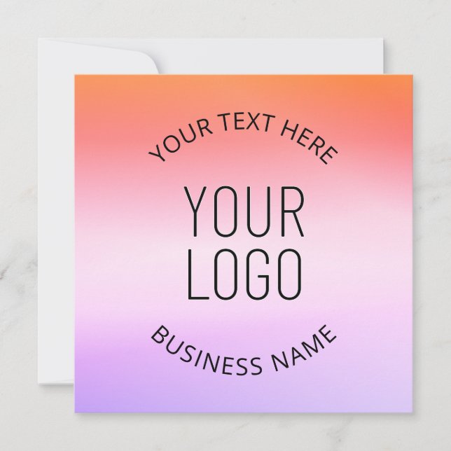 Add Your Logo | Colourful Sunset Gradient Colours  Invitation (Front)