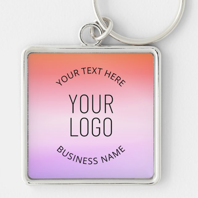 Add Your Logo | Colourful Sunset Gradient Colours  Key Ring (Front)