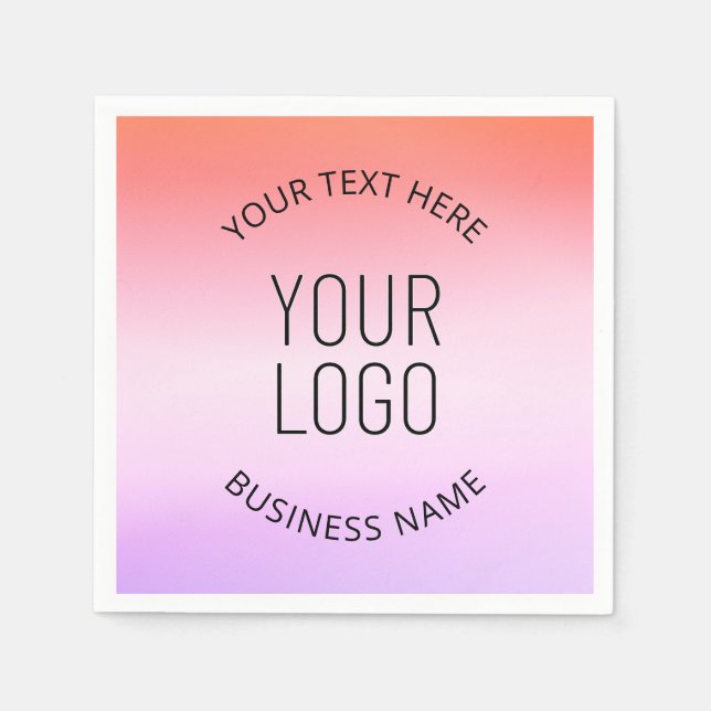 Add Your Logo | Colourful Sunset Gradient Colours  Napkin (Front)