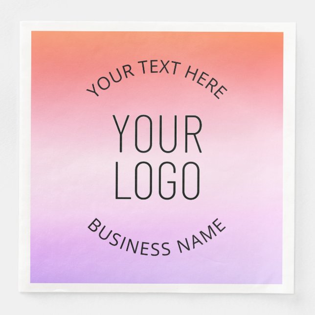 Add Your Logo | Colourful Sunset Gradient Colours  Napkin (Front)
