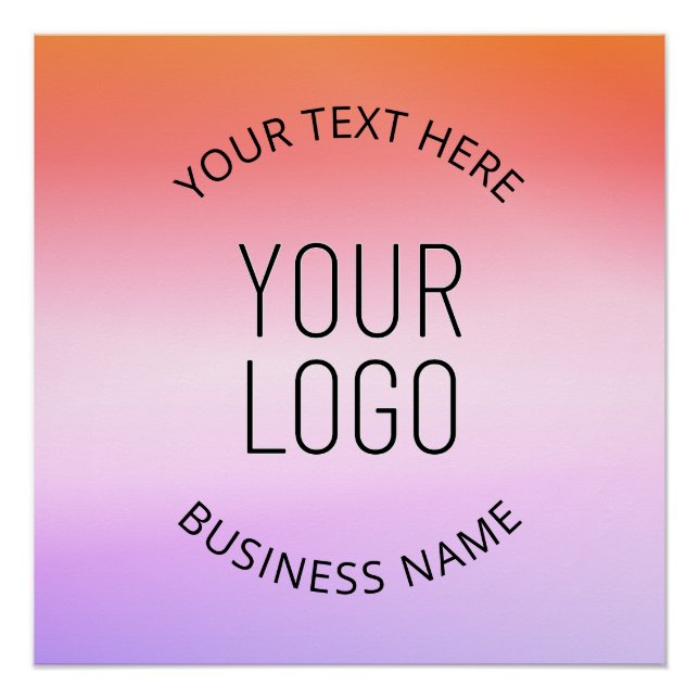 Add Your Logo | Colourful Sunset Gradient Colours  Poster (Front)