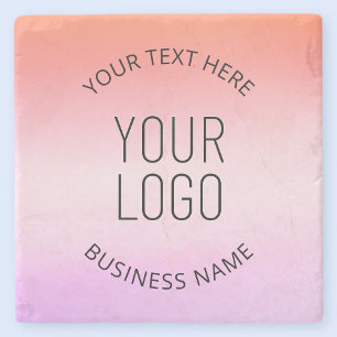 Add Your Logo   Colourful Sunset Gradient Colours  Stone Coaster