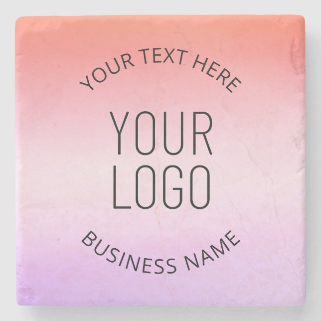 Add Your Logo | Colourful Sunset Gradient Colours  Stone Coaster (Front)