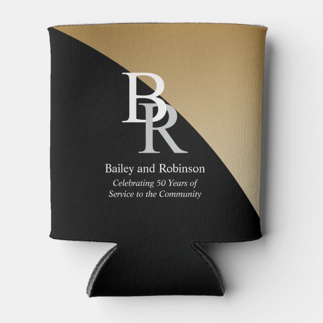 Add Your Logo Company Black Gold Promotional  Can Cooler (Front)