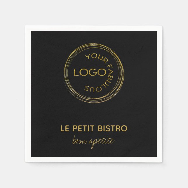 Add Your Logo Company Name on Black Napkin (Front)