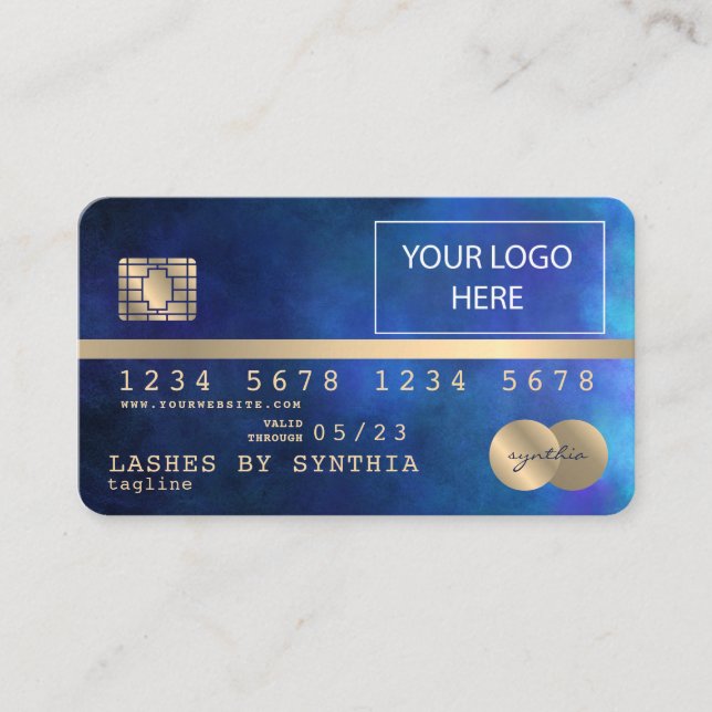 Add Your Logo Credit Card Styled Gold and Navy (Front)