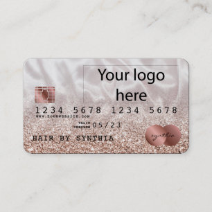Add Your Logo Credit Card Styled Rose Gold Glitter