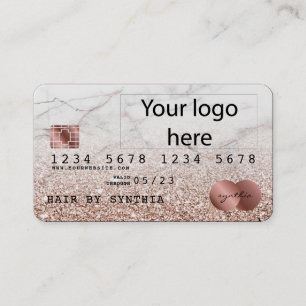 Add Your Logo Credit Card Styled Rose Gold Glitter
