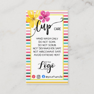 ADD YOUR LOGO cup CARE CARDS vinyl business