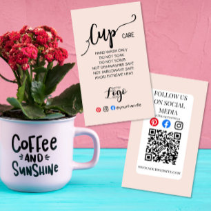 ADD YOUR LOGO cup CARE vinyl business blush Card