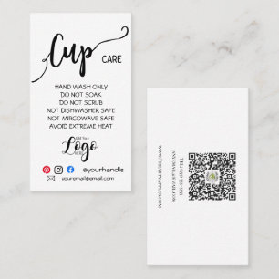 ADD YOUR LOGO cup CARE vinyl business simple Card