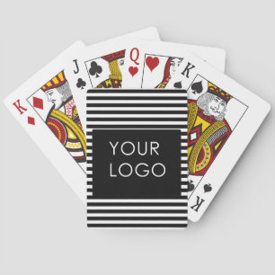 Add Your Logo Custom Business Chic Black Stripes Playing Cards