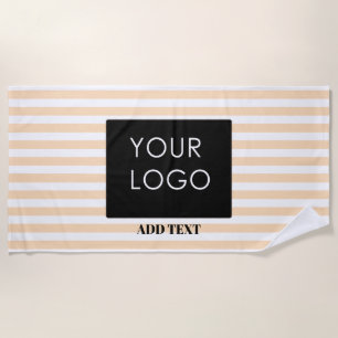 Add Your Logo Custom Business Peach Stripes  Beach Towel