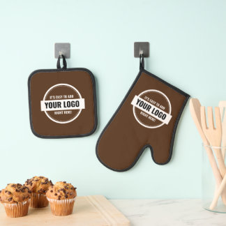 Add Your Logo Custom Small Businesses Oven Mitt & Pot Holder Set