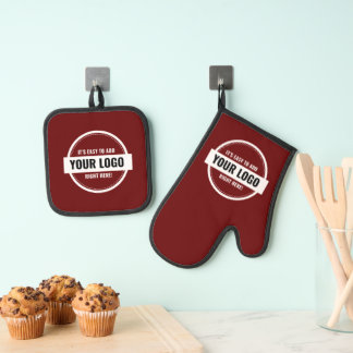 Add Your Logo Custom Small Businesses Oven Mitt & Pot Holder Set