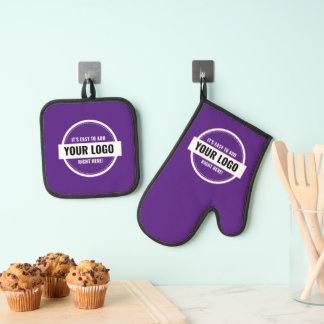 Add Your Logo Custom Small Businesses Oven Mitt & Pot Holder Set