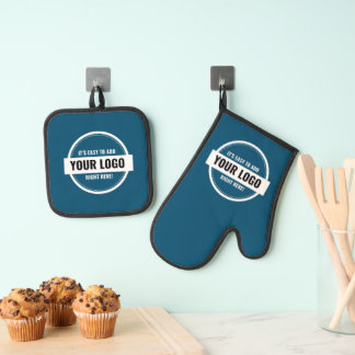 Add Your Logo Custom Small Businesses Oven Mitt & Pot Holder Set